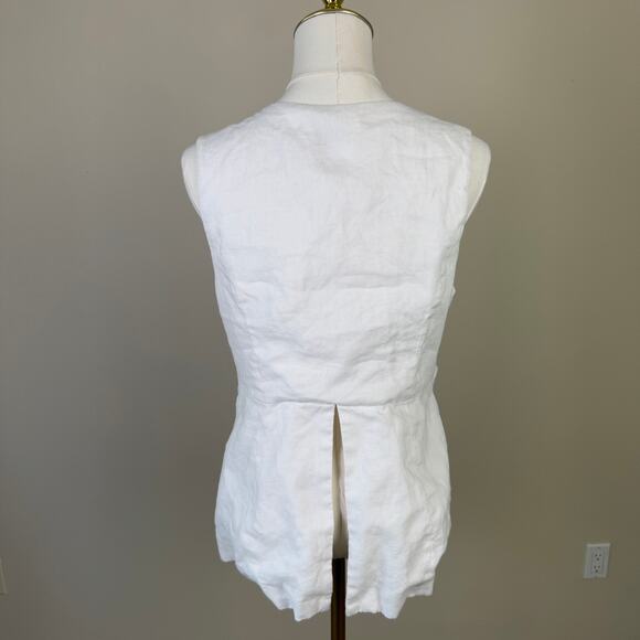 Dissh Alessia White Linen Button Up Vest Top US Women's 6 - Picture 3 of 7